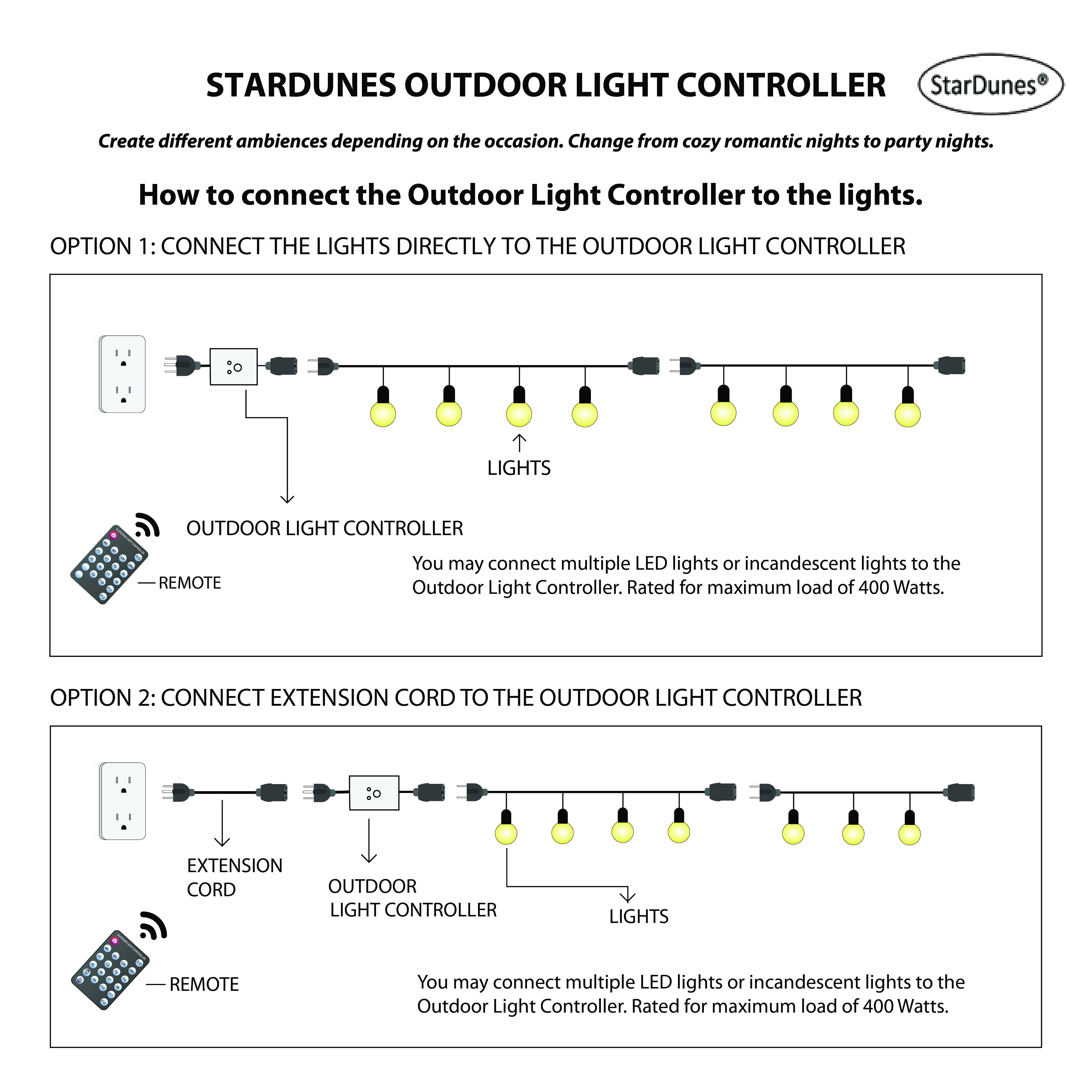StarDunes Christmas Light Controller with 16 Functions for Incandescent and  LED Lights (701851921055) for sale online